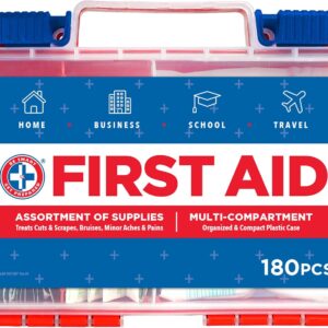 Be Smart Get Prepared 180 Pc First Aid Kit Home, Car, Office, Outdoor, FSA