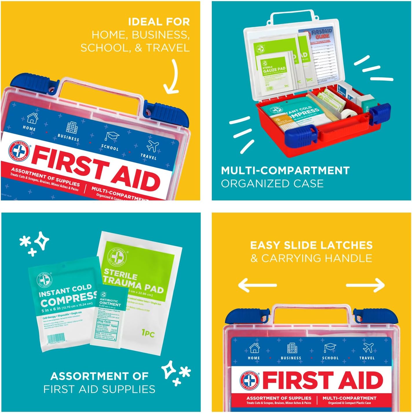 Be Smart Get Prepared 180 Pc First Aid Kit Home, Car, Office, Outdoor, FSA - Image 6
